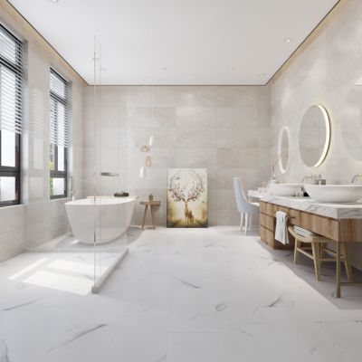 LVT floors in a bright bathroom
