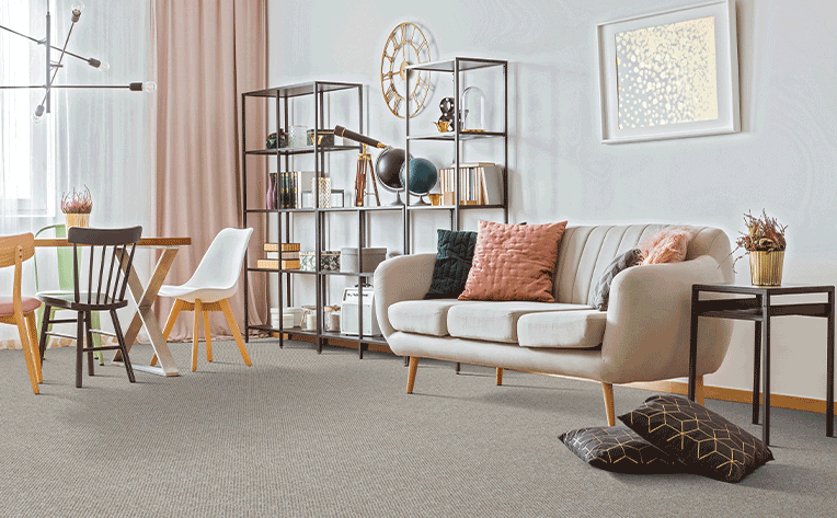 greige carpet in living room
